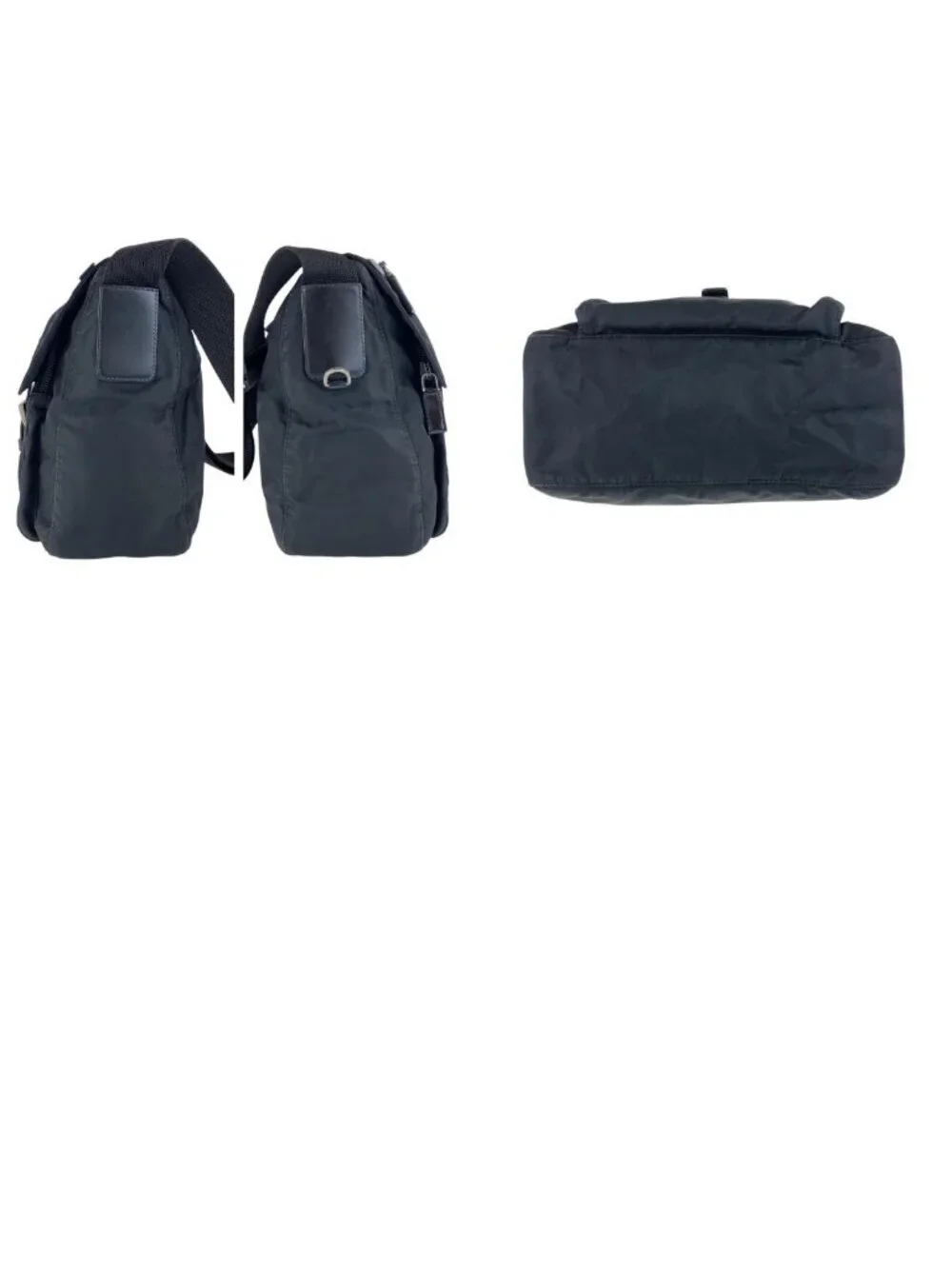 Prada Tessuto Black Silver Nylon Shoulder Bag Pochette